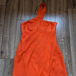 NWT Petite (0P) - A/X Orange One Shoulder Silk Dress